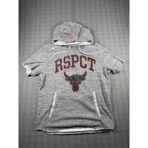 Under Armour Project Rock RSPCT Hoodie Mens M Gray French Terry Lined Raw Hem
